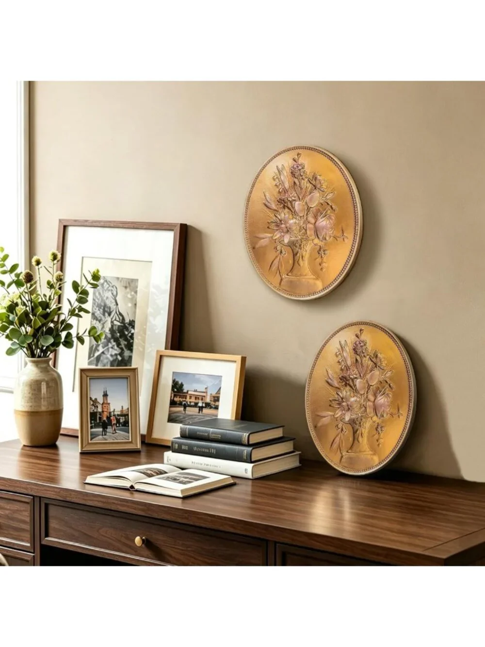 Vintage Gold Floral Wall Decor - 10x8